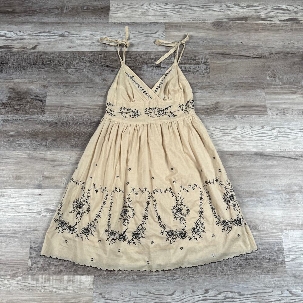Vintage Y2K NWT Hale Bob Cotton Embroidered Mini Dress Fairy Grunge Boho XS